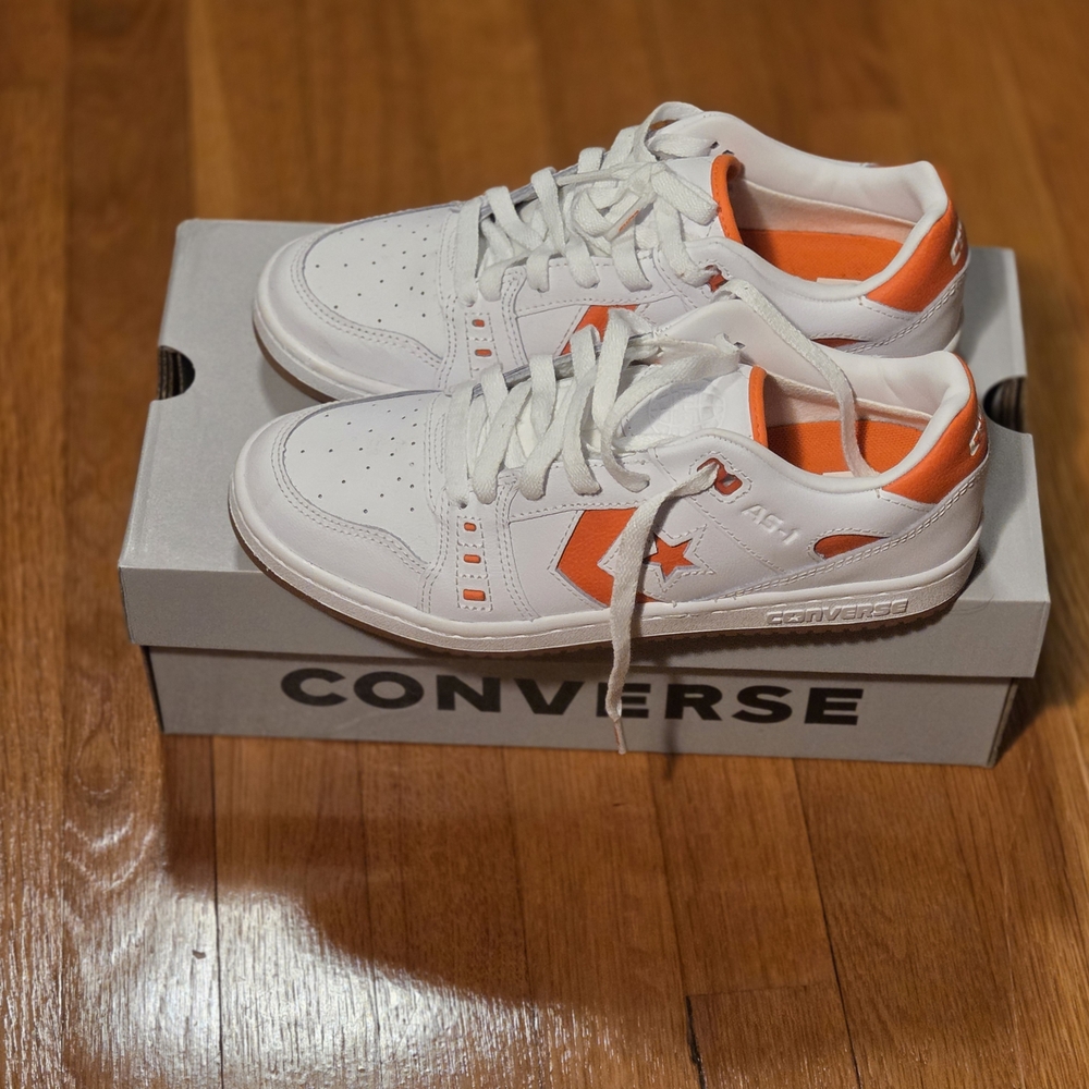 NEW Converse Cons Leather Sneakers in White and Orange Chevron W Sz 8/ M Sz 6.5 - Picture 5 of 5